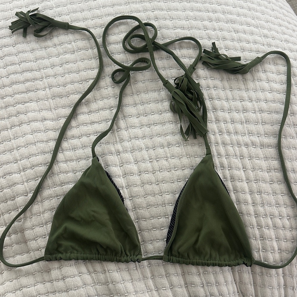 Acacia Swimwear Green HumuHumu Triangle String Bikini Top